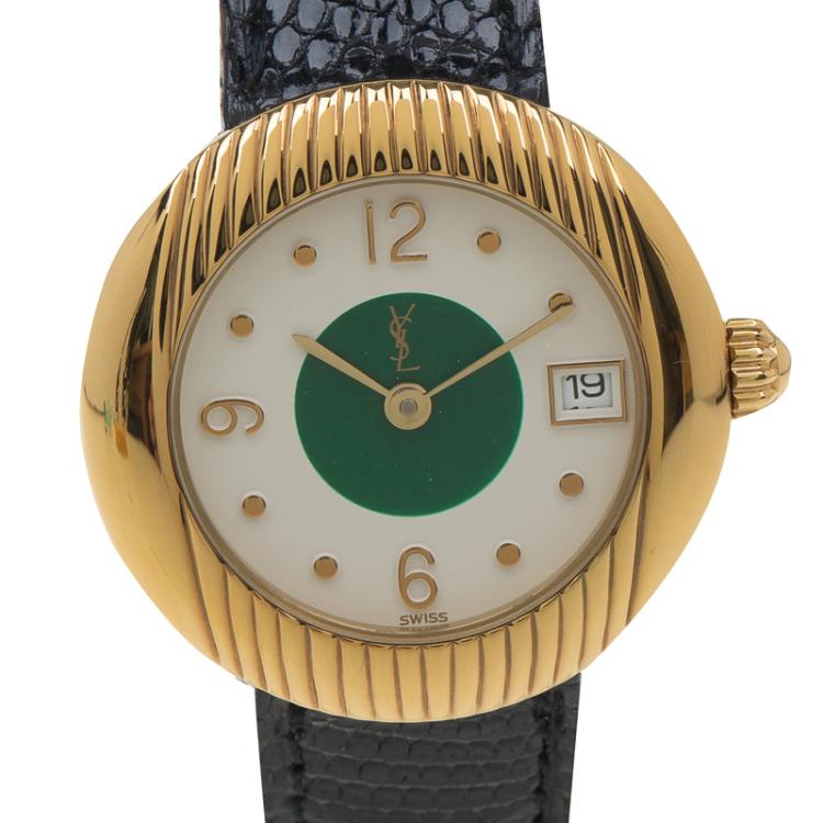 Pre Owned Saint Laurent Paris Gold-Plated Stainless Steel Classic Women's Wristwatch 28MM