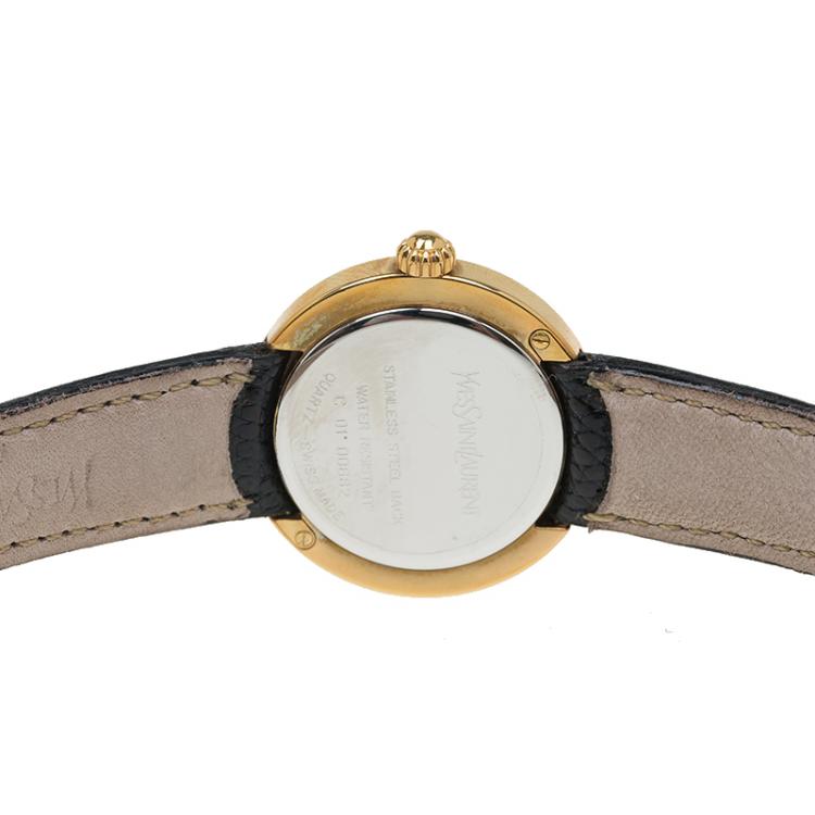 Pre Owned Saint Laurent Paris Gold-Plated Stainless Steel Classic Women's Wristwatch 28MM