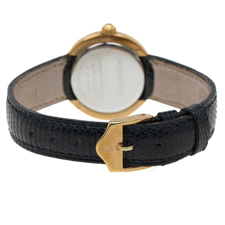 Pre Owned Saint Laurent Paris Gold-Plated Stainless Steel Classic Women's Wristwatch 28MM