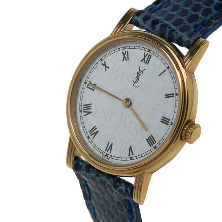 Pre Owned Saint Laurent Paris Gold-Plated Stainless Steel Classic Women's Wristwatch 28MM