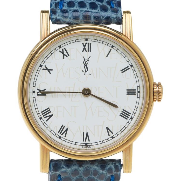 Pre Owned Saint Laurent Paris Gold-Plated Stainless Steel Classic Women's Wristwatch 28MM