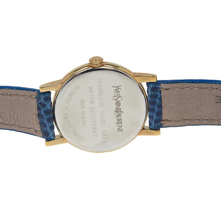 Pre Owned Saint Laurent Paris Gold-Plated Stainless Steel Classic Women's Wristwatch 28MM