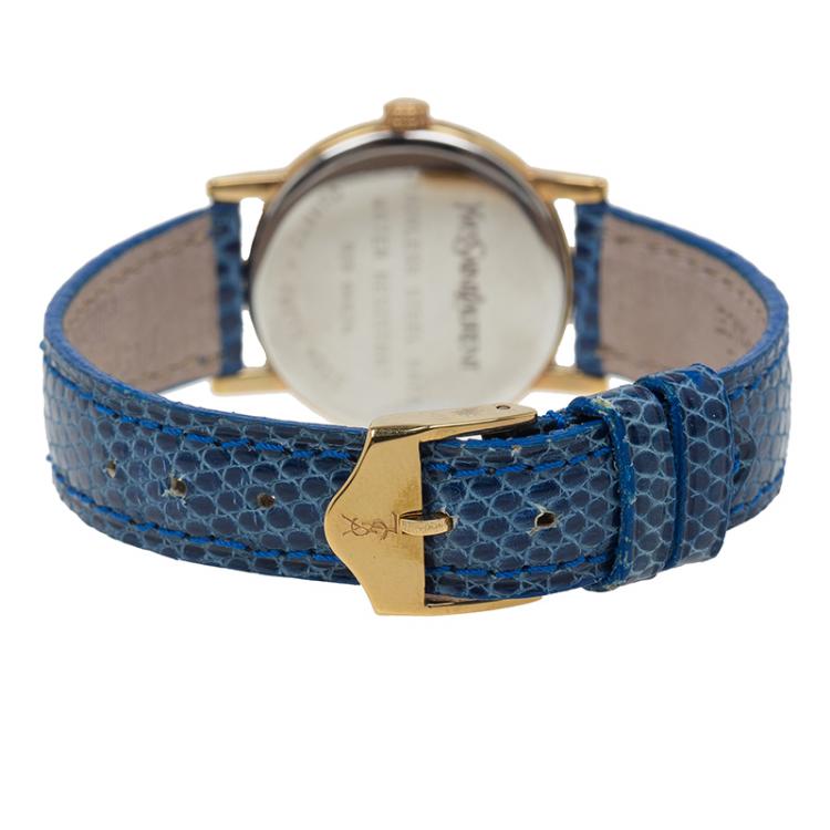 Pre Owned Saint Laurent Paris Gold-Plated Stainless Steel Classic Women's Wristwatch 28MM