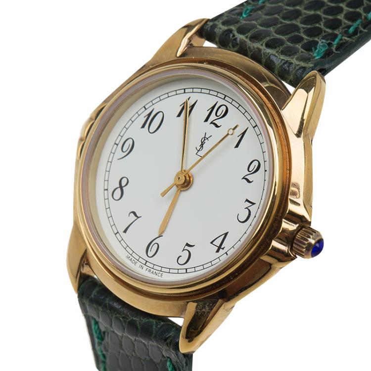 Pre Owned Saint Laurent Paris Gold-Plated Stainless Steel Classic Women's Wristwatch 28MM