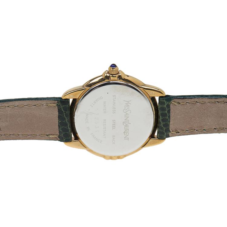 Pre Owned Saint Laurent Paris Gold-Plated Stainless Steel Classic Women's Wristwatch 28MM