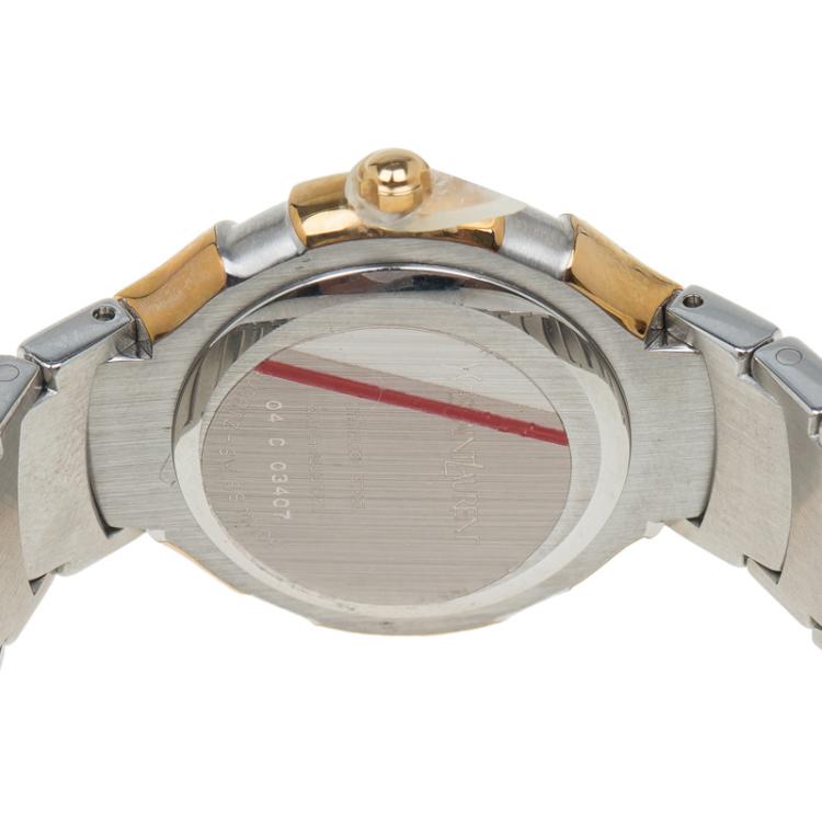 مملوكة مسبقًا Saint Laurent Paris White Gold-Plated Stainless Steel Classic Women's Wristwatch 28MM