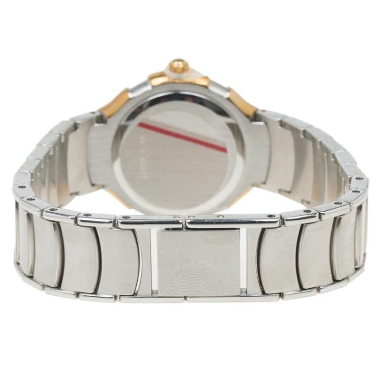 مملوكة مسبقًا Saint Laurent Paris White Gold-Plated Stainless Steel Classic Women's Wristwatch 28MM