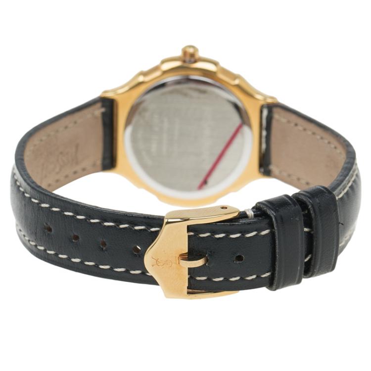 مملوكة مسبقًا Saint Laurent Paris White Gold-Plated Stainless Steel Classic Women's Wristwatch 28MM
