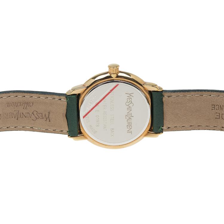 Pre Owned Saint Laurent Paris White Gold-Plated Stainless Steel Classic Women's Wristwatch 29MM