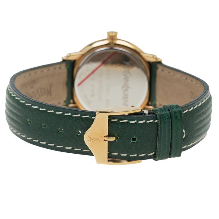 Pre Owned Saint Laurent Paris White Gold-Plated Stainless Steel Classic Women's Wristwatch 29MM