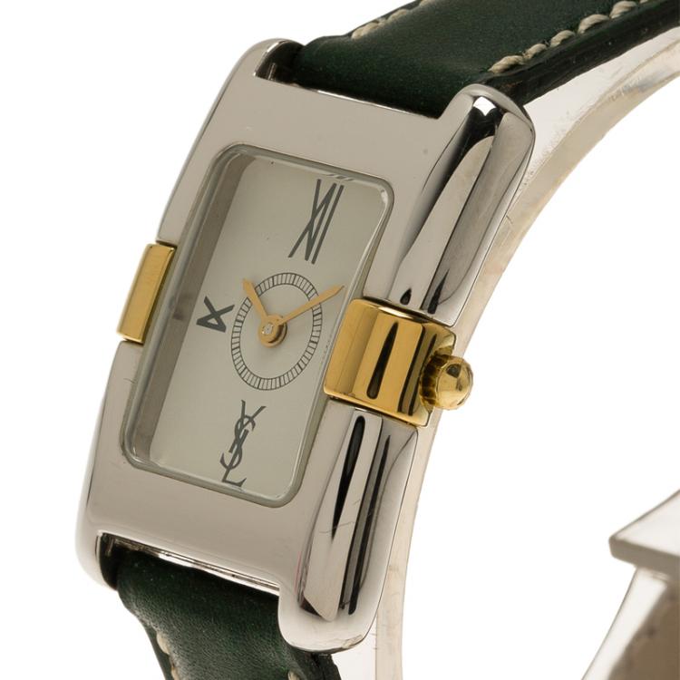 Pre Owned Saint Laurent Paris White Stainless Steel Classic Women's Wristwatch 21MM