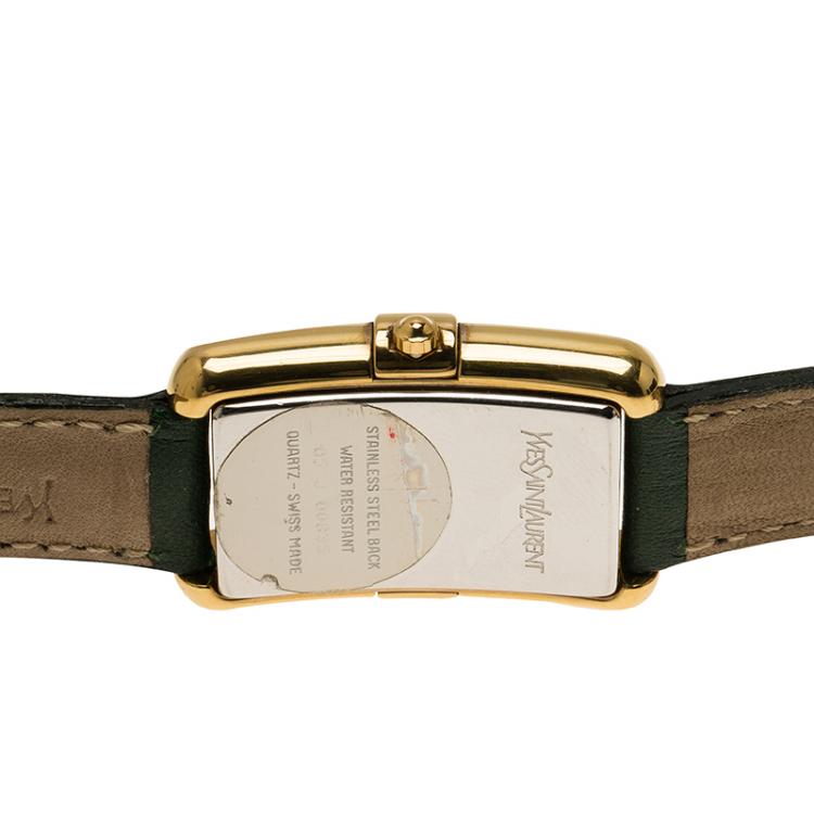 Pre Owned Saint Laurent Paris White Gold-Plated Stainless Steel Classic Women's Wristwatch 21MM