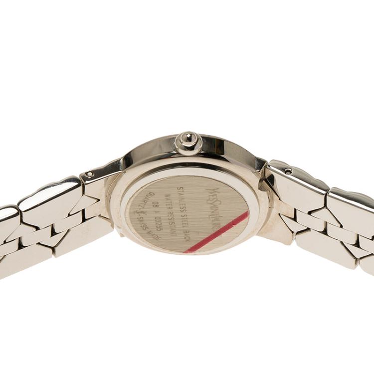 Pre Owned Saint Laurent Paris Black Stainless Steel Classic Women's Wristwatch 24MM
