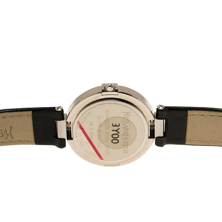 Pre Owned Saint Laurent Paris White Stainless Steel Classic Unisex Wristwatch 30MM