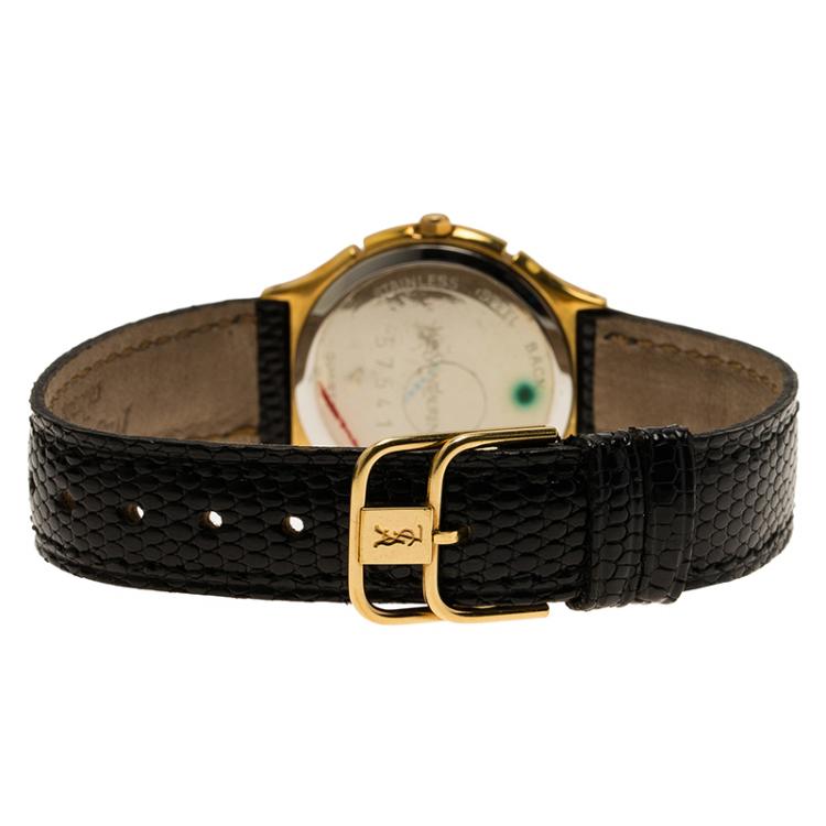 Pre Owned Saint Laurent Paris White Gold-Plated Stainless Steel Classic Women's Wristwatch 30MM