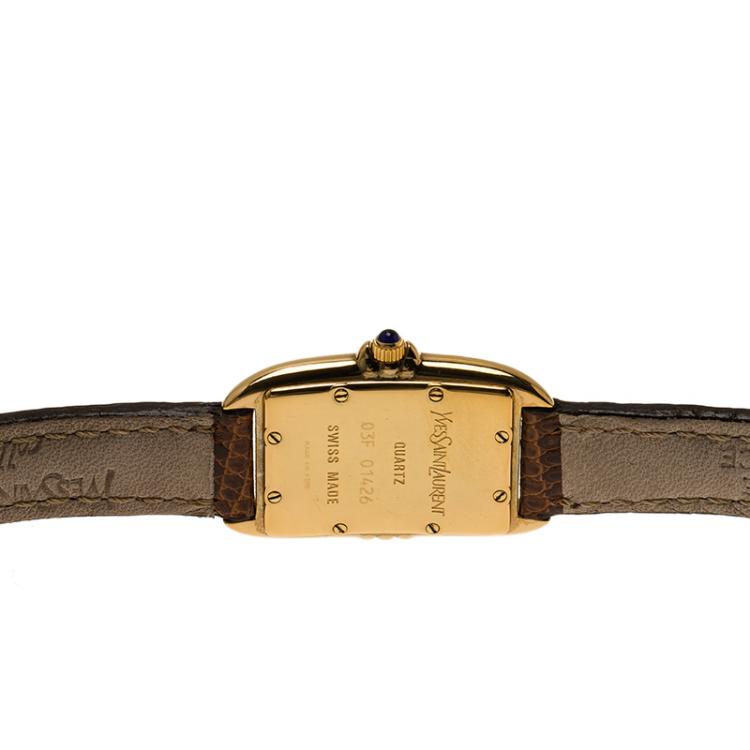 Pre Owned Saint Laurent Paris White Gold-Plated Stainless Steel Classic Women's Wristwatch 18MM