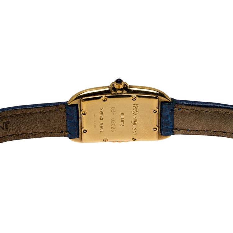 Pre Owned Saint Laurent Paris White Gold-Plated Stainless Steel Classic Women's Wristwatch 18MM