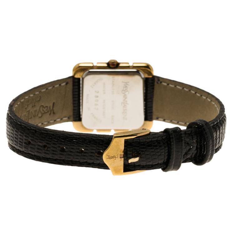 Pre Owned Saint Laurent Paris White Gold-Plated Steel Women's Wristwatch 22MM