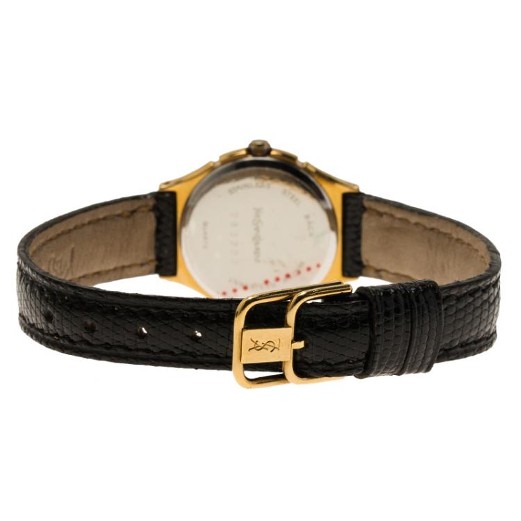 Pre Owned Saint Laurent Paris White Gold-Plated Stainless Steel Classic Women's Wristwatch 25MM