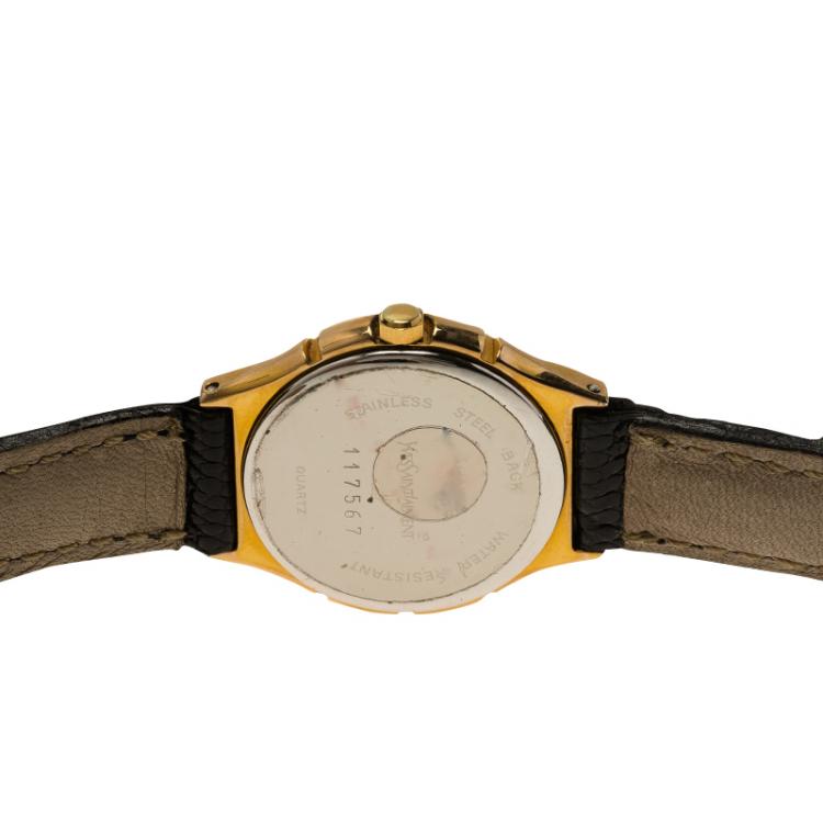 Pre Owned Saint Laurent Paris White Gold-Plated Stainless Steel Classic Women's Wristwatch 25MM