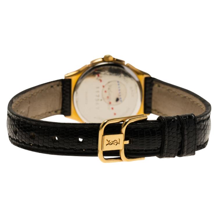 Pre Owned Saint Laurent Paris White Gold-Plated Stainless Steel Classic Women's Wristwatch 25MM