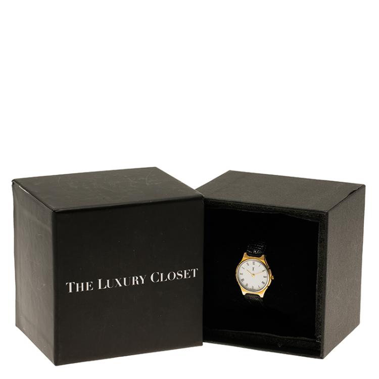 Pre Owned Saint Laurent Paris White Gold-Plated Stainless Steel Classic Women's Wristwatch 25MM