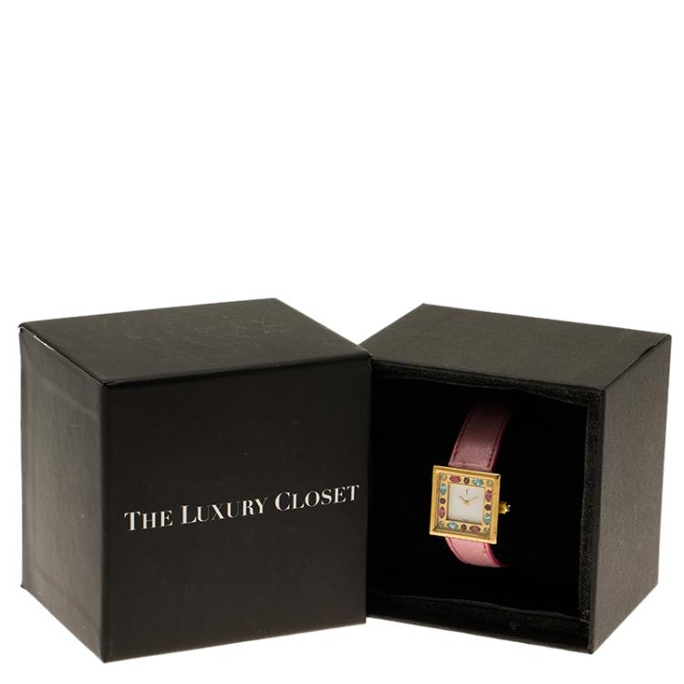 Pre Owned Saint Laurent Paris White Gold-Plated Stainless Steel Classic Women's Wristwatch 25MM