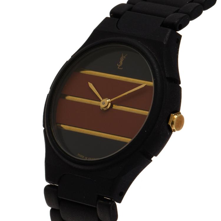 Pre Owned Saint Laurent Paris Red and Blue Stainless Steel and Ceramic Classic Women's Wristwatch 24MM