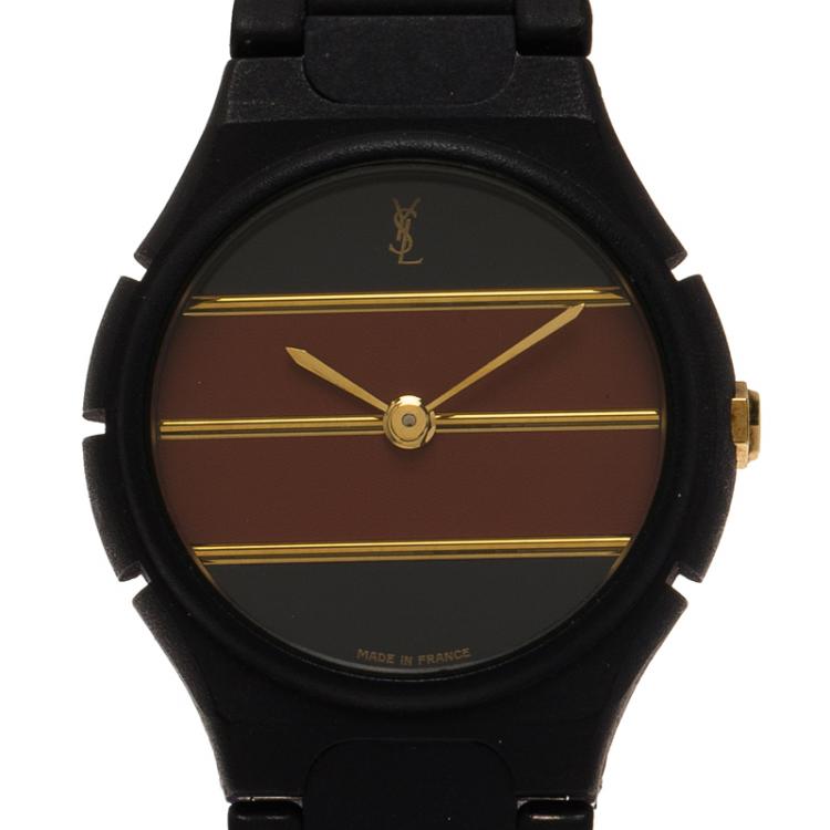 Pre Owned Saint Laurent Paris Red and Blue Stainless Steel and Ceramic Classic Women's Wristwatch 24MM