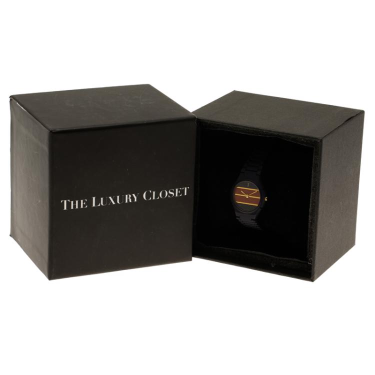 Pre Owned Saint Laurent Paris Red and Blue Stainless Steel and Ceramic Classic Women's Wristwatch 24MM