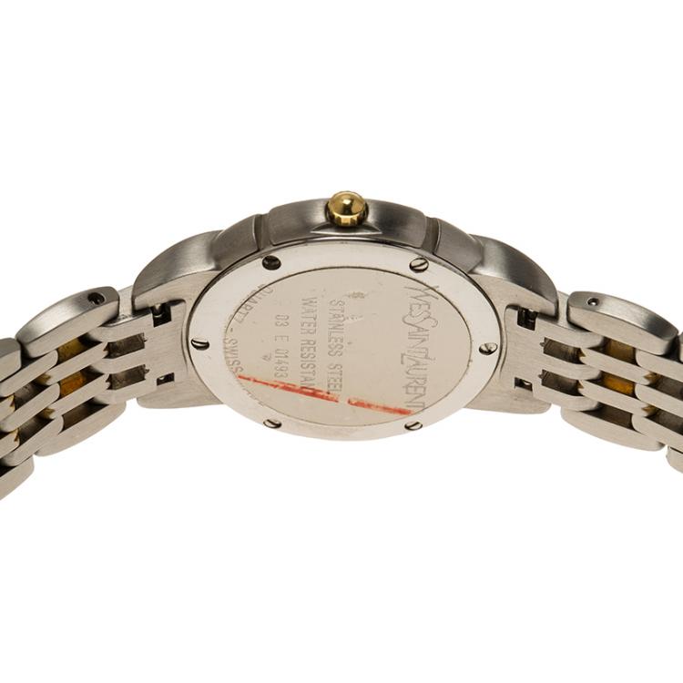 Pre Owned Saint Laurent Paris White Gold-Plated Stainless Steel  Classic Women's Wristwatch 28MM