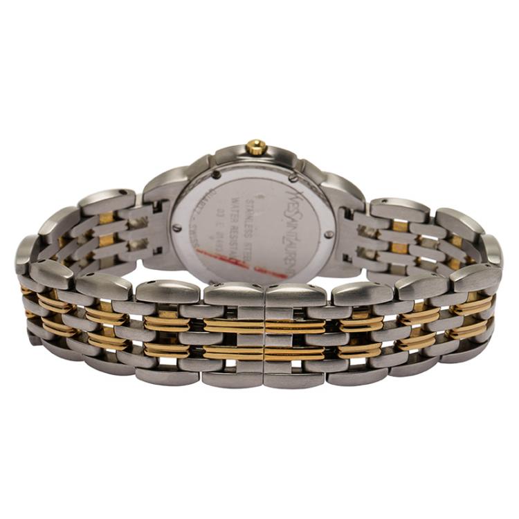 Pre Owned Saint Laurent Paris White Gold-Plated Stainless Steel  Classic Women's Wristwatch 28MM
