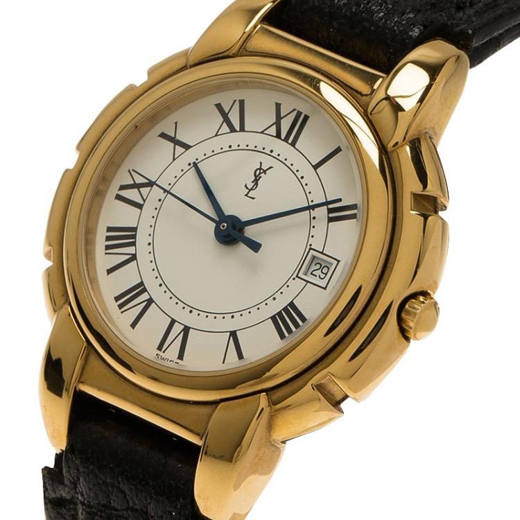 Pre Owned Saint Laurent Paris White Gold-Plated Stainless Steel  Classic Women's Wristwatch 28MM