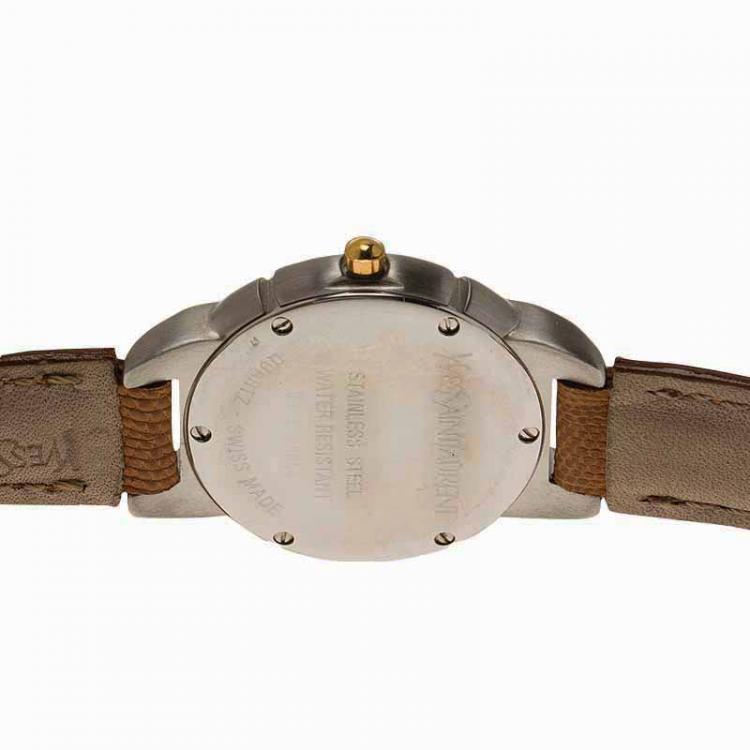 Pre Owned Saint Laurent Paris White Gold-Plated Stainless Steel  Classic Women's Wristwatch 28MM