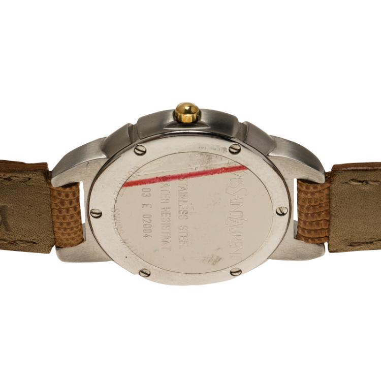 Pre Owned Saint Laurent Paris White Gold-Plated Stainless Steel  Classic Women's Wristwatch 28MM