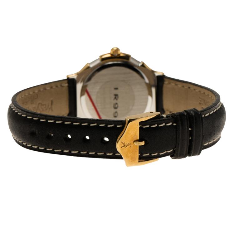 Pre Owned Saint Laurent Paris Silver Gold-Plated Stainless Steel Classic Women's Wristwatch 28MM