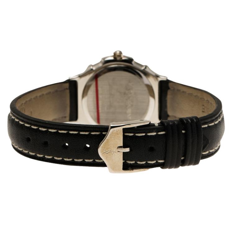 Pre Owned Saint Laurent Paris Silver Stainless Steel Classic Women's Wristwatch 28MM