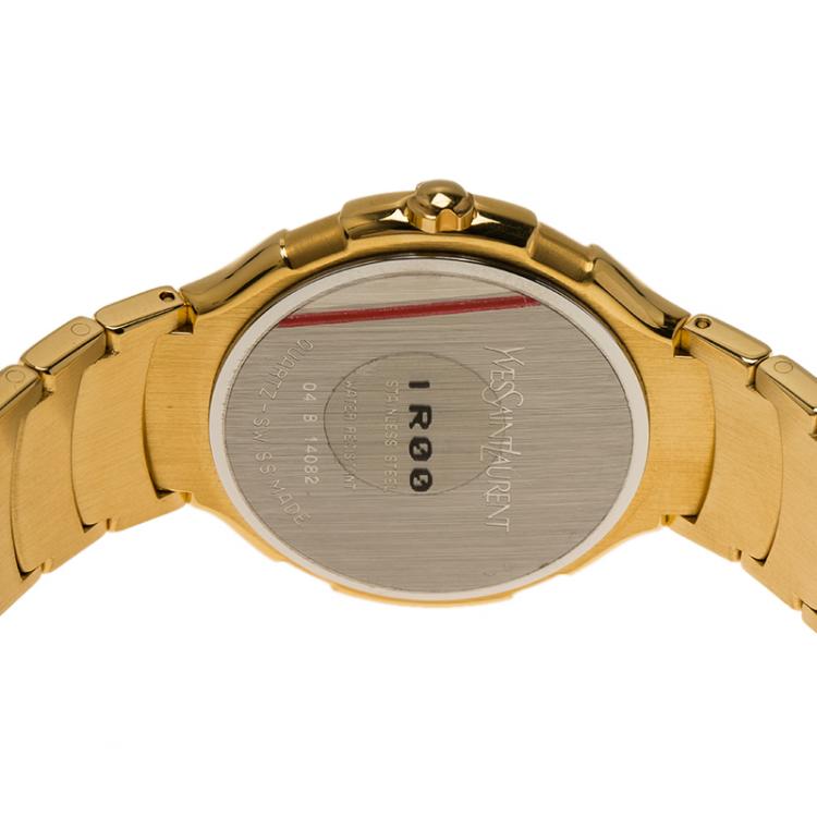 Pre Owned Saint Laurent Paris White Gold-Plated Stainless Steel Classic Unisex Wristwatch 36MM