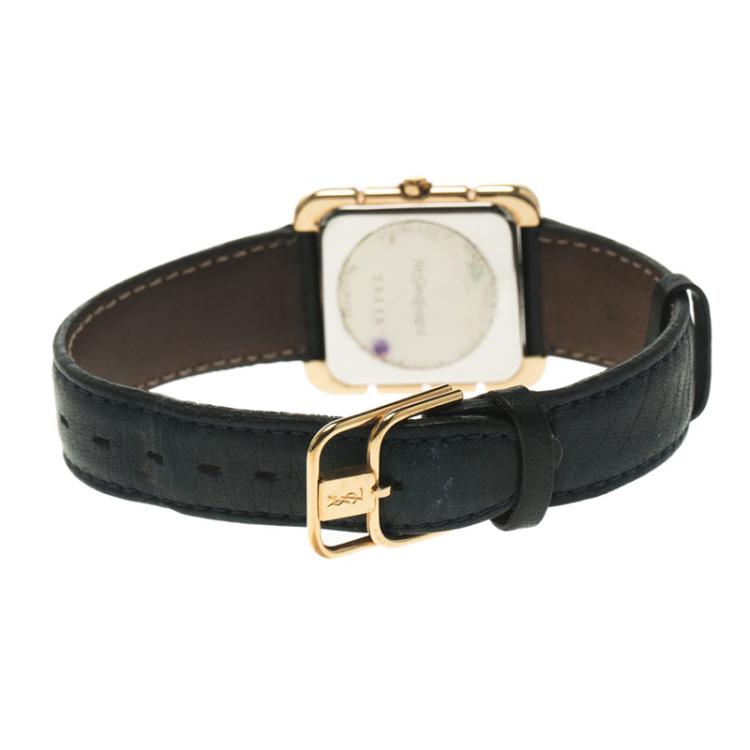 Pre Owned Saint Laurent Paris White Gold-Plated Steel Women's Wristwatch 27MM