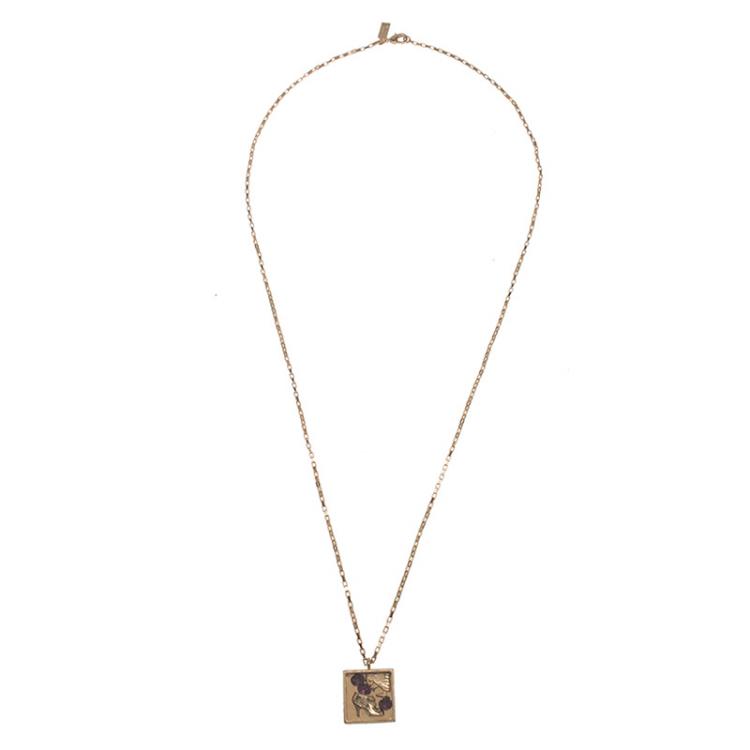 Pre Owned Salvatore Ferragamo Gold Tone Long Necklace