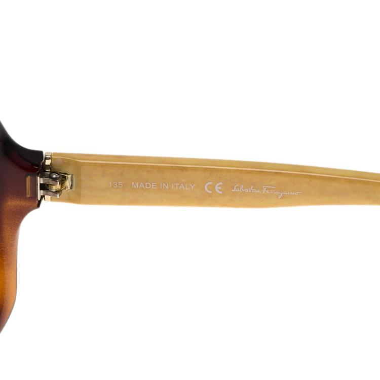 مملوكة مسبقًا Salvatore Ferragamo Tortoise and Yellow SF715S Square Sunglasses