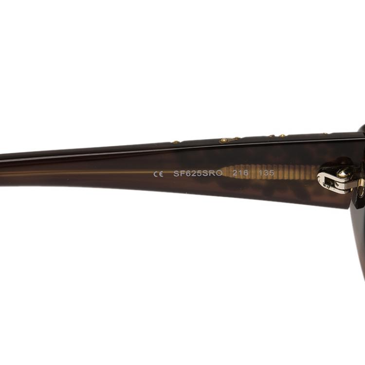 Pre Owned Salvatore Ferragamo Brown Crystal Embellished Cat Eye Sunglasses