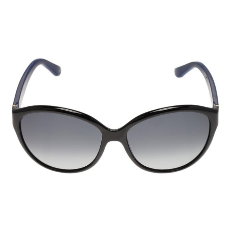 Pre Owned Salvatore Ferragamo Black and Blue SF717S Oval Sunglasses