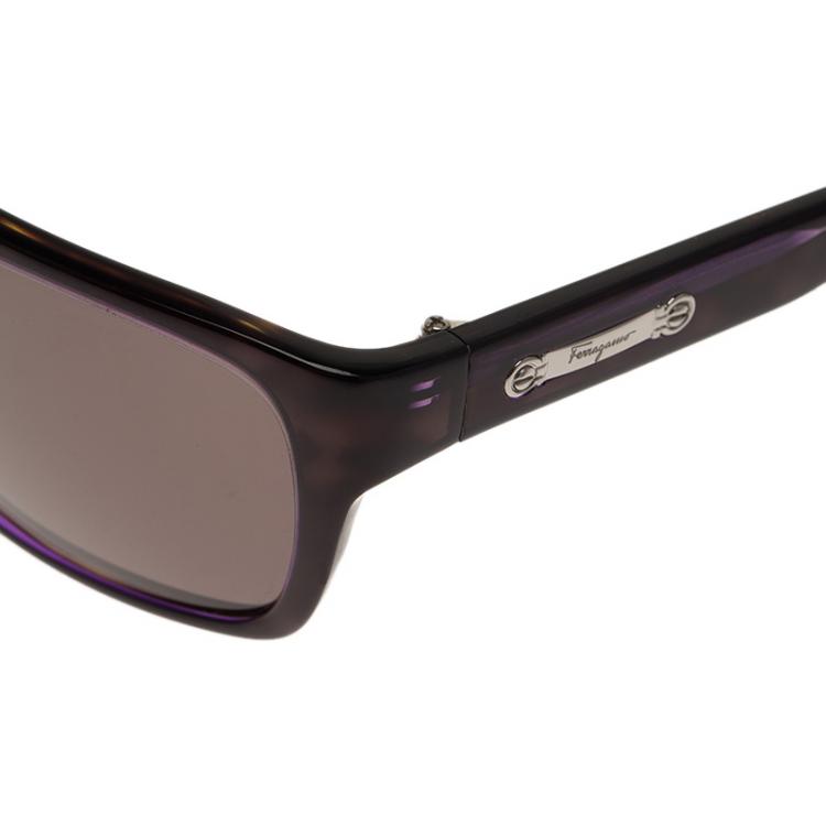 Pre Owned Salvatore Ferragamo Tortoise and Purple SF616S Wayfarer Sunglasses
