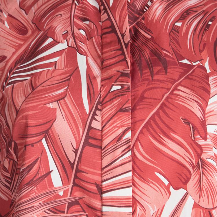Pre Owned Salvatore Ferragamo Red Leaf Printed Cotton Long Sleeve Shirt S
