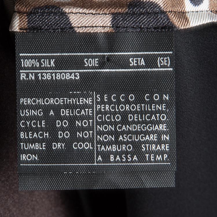 Pre Owned Salvatore Ferragamo Camouflage Printed Silk Pintuck Detail Blouse S