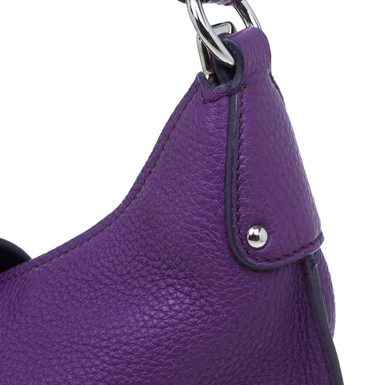 Pre Owned Salvatore Ferragamo Purple Pebbled Calf Leather Fanisa Hobo