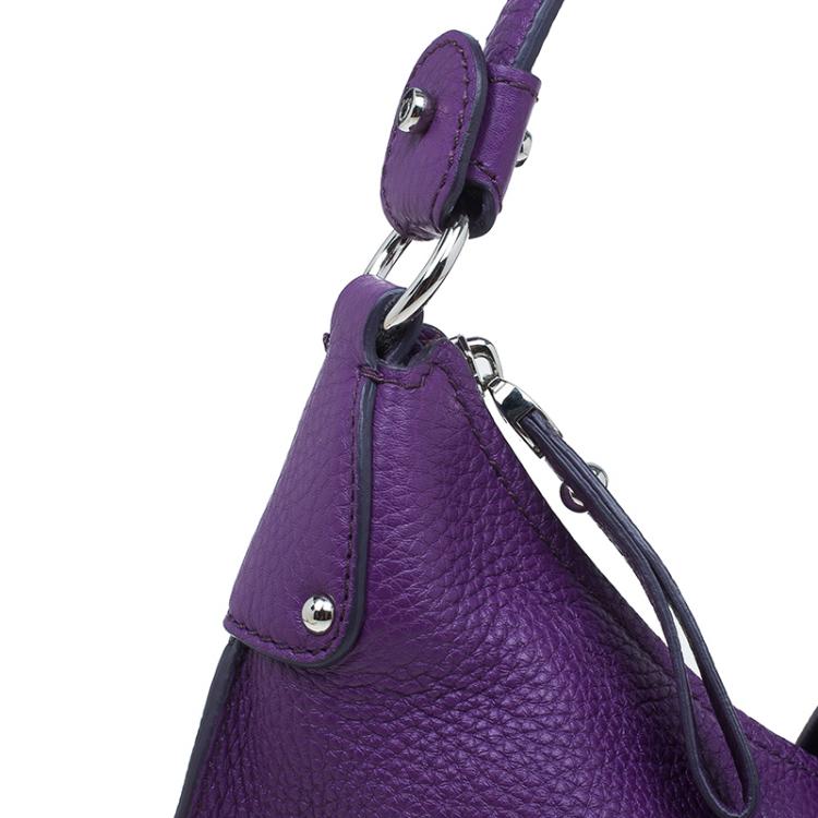 Pre Owned Salvatore Ferragamo Purple Pebbled Calf Leather Fanisa Hobo