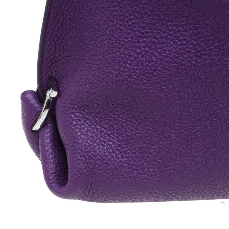 Pre Owned Salvatore Ferragamo Purple Pebbled Calf Leather Fanisa Hobo
