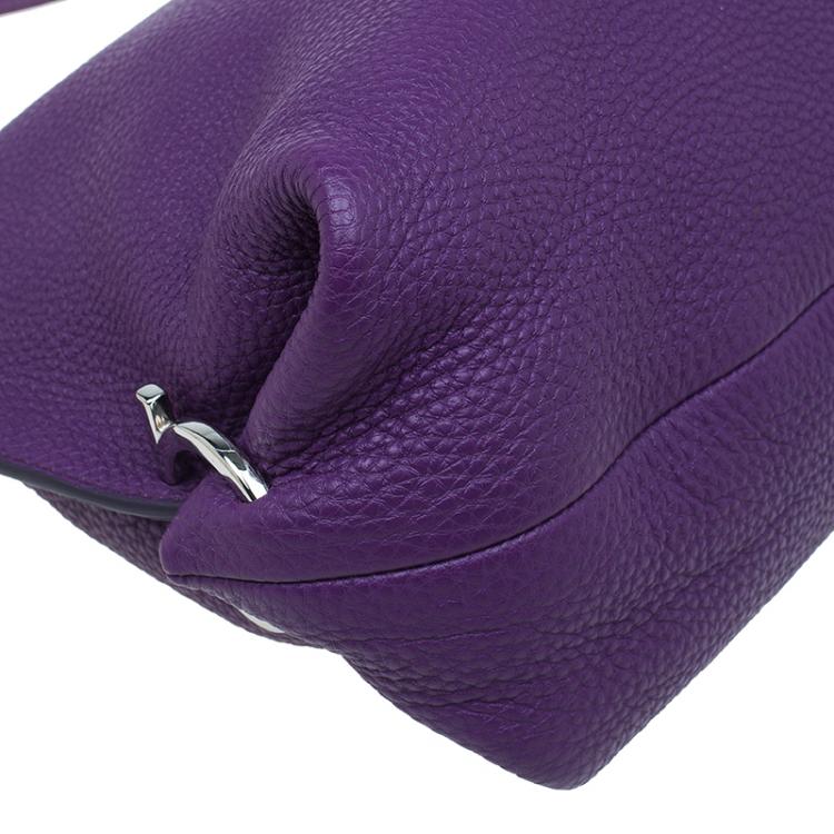 Pre Owned Salvatore Ferragamo Purple Pebbled Calf Leather Fanisa Hobo